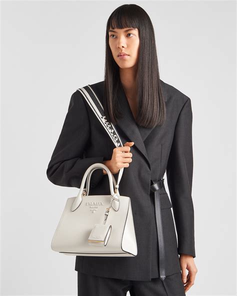 monochrome bag prada|White Prada Monochrome Small Saffiano Bag .